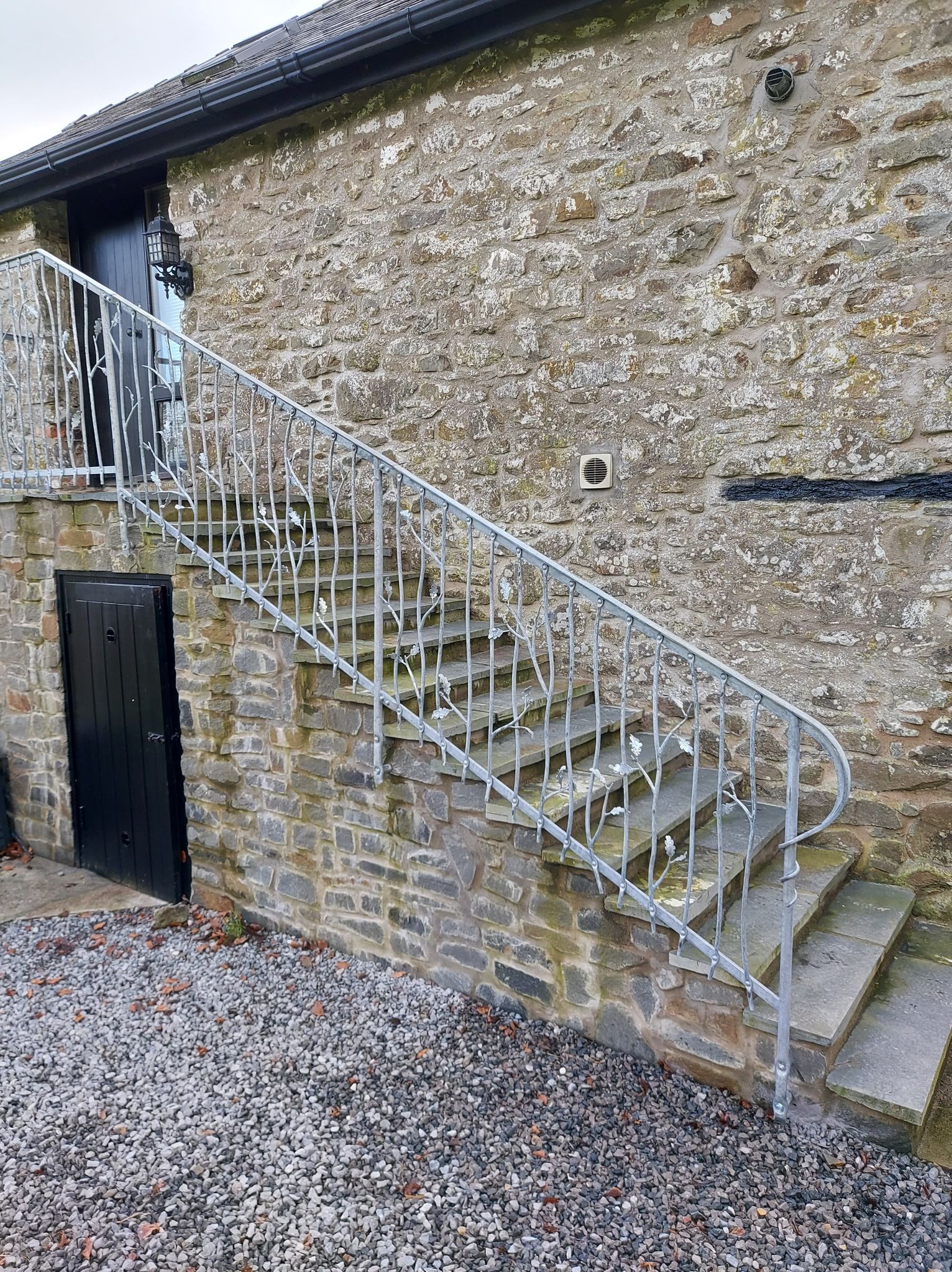 Bryn Niwl external staircase forged handrail Wales