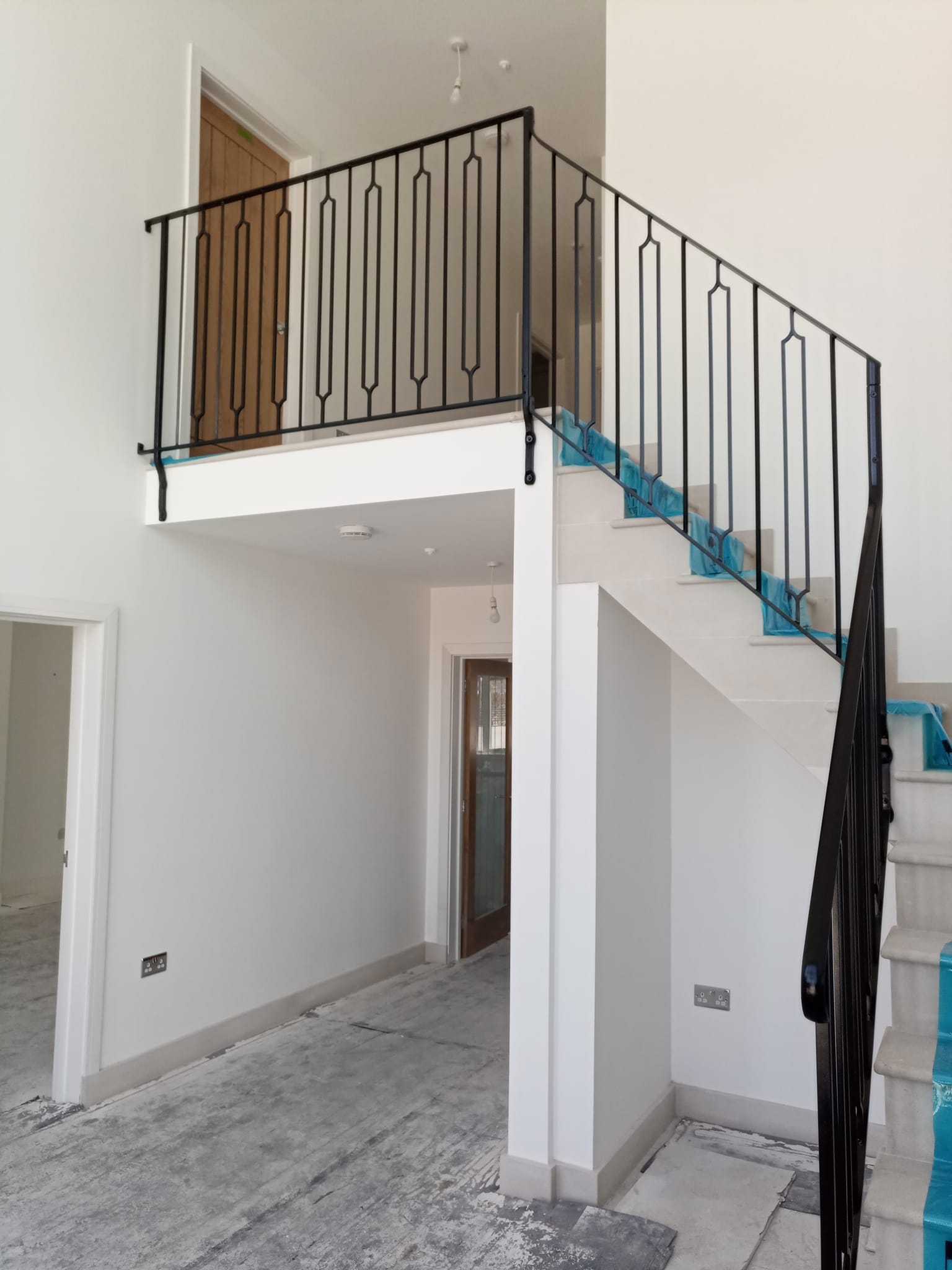 External forged handrail stone steps Wales — Phoenix Forge
