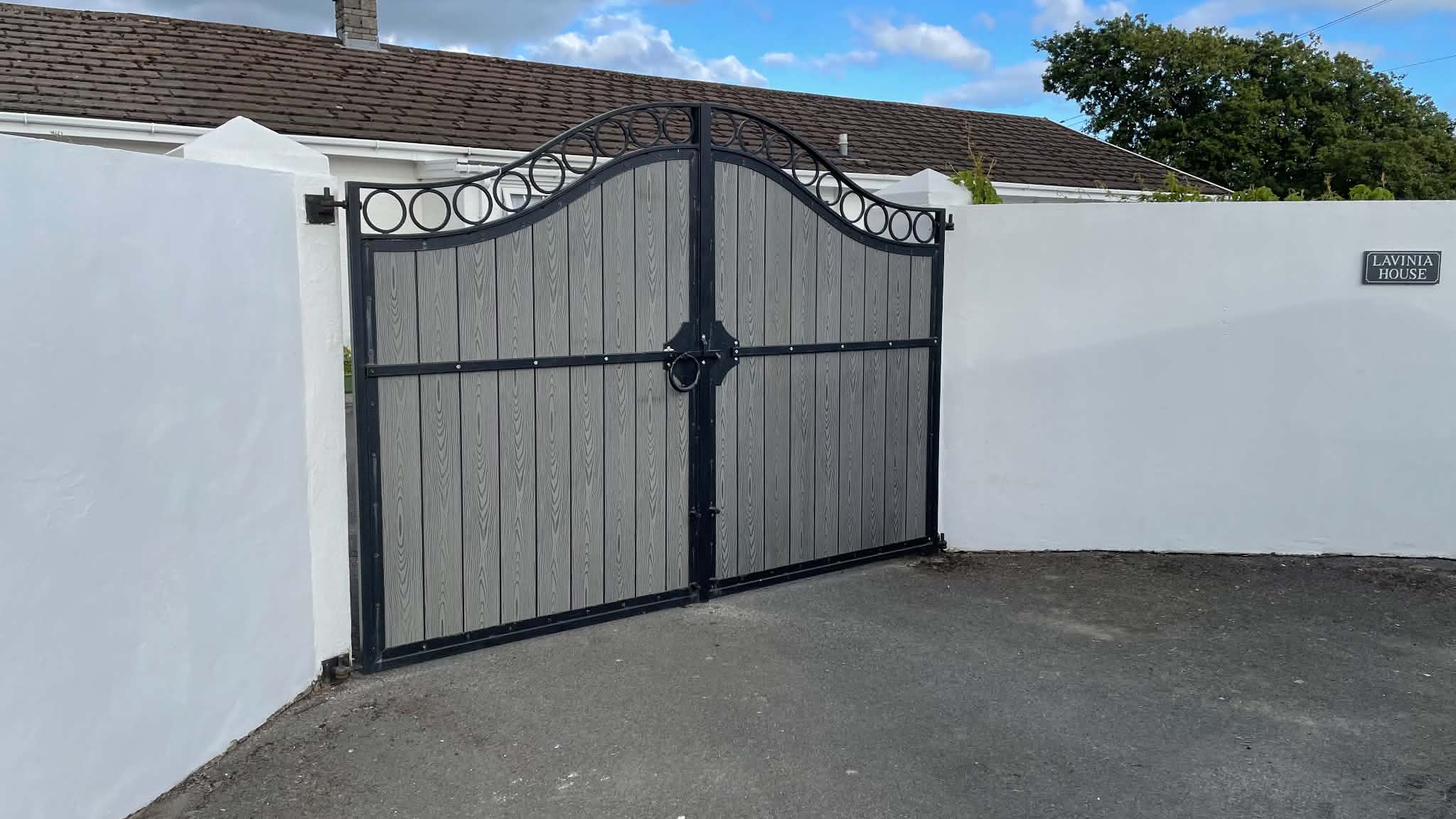 Lavinia House composite gates with forged arch detail